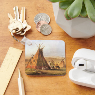 -Amerikaans Westen, Teepees op Plain door Bodmer Sleutelhanger