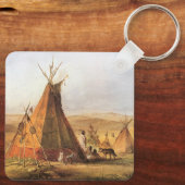 -Amerikaans Westen, Teepees op Plain door Bodmer Sleutelhanger (Achterkant)