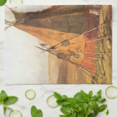 -Amerikaans Westen, Teepees op Plain door Bodmer Theedoek (Gevouwen)