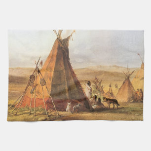 -Amerikaans Westen, Teepees op Plain door Bodmer Theedoek