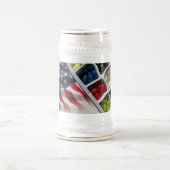 Amerikaans Wit Rood en Blauw Wit/Goud 22 oz Stein Bierpul (Center)