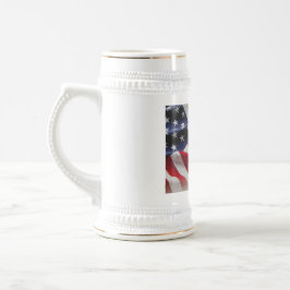 Amerikaans Wit Rood en Blauw Wit/Goud 22 oz Stein Bierpul