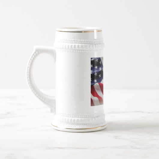 Amerikaans Wit Rood en Blauw Wit/Goud 22 oz Stein Bierpul (Links)