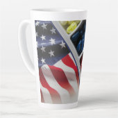 Amerikaans Wit Rood en Blauw Wit/Goud 22 oz Stein Latte Mok (Linkerhoek)