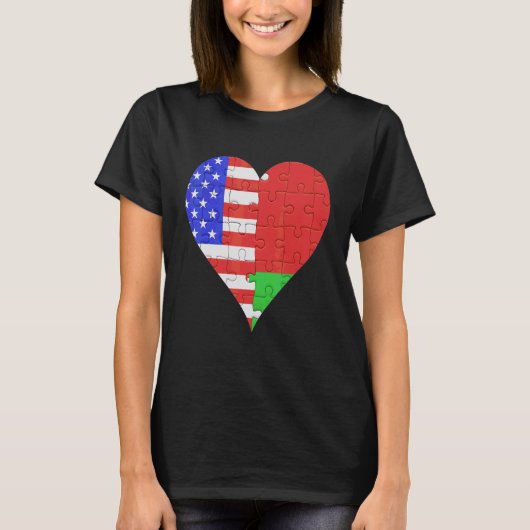Amerikaans Wit-Russisch Vlag Hart T-shirt (Voorkant)