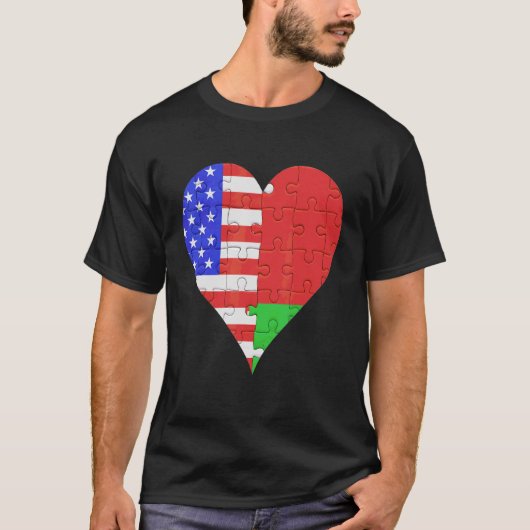 Amerikaans Wit-Russisch Vlag Hart T-shirt (Voorkant)