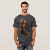 Amerikaans zadelrood paard in zak met shirt voor (Voorkant volledig)