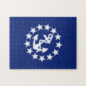Amerikaans zeezeilschip blauw decor legpuzzel (Horizontaal)