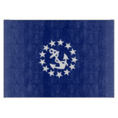 Amerikaans zeezeilschip blauw decor snijplank (Voorkant)