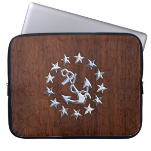 Amerikaans zeezeilschip met vlag Anchor Stars Deco Laptop Sleeve