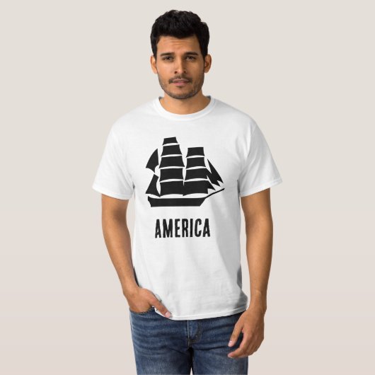 Amerikaans zeilschip t-shirt (Voorkant volledig)