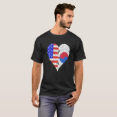 Amerikaans Zuid-Koreaans Vlag Heart T-shirt (Voorkant volledig)