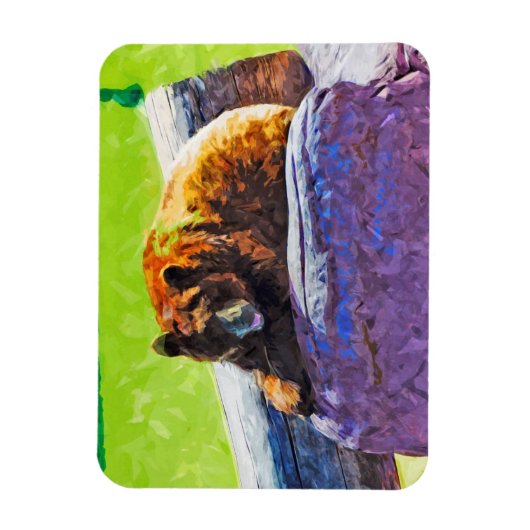 Amerikaans Zwart Beer in Rest Abstract Impressioni Magneet (Verticaal)