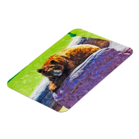 Amerikaans Zwart Beer in Rest Abstract Impressioni Magneet (Linkerzijde)