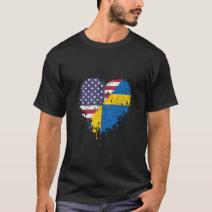 Amerikaans Zweeds Amerika VS Zweden vlag liefde hi T-shirt
