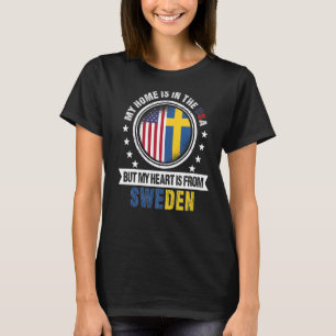 Amerikaans Zweeds Vlag Heart uit Zweedse Amerikaan T-shirt
