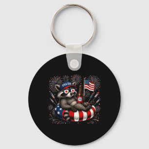 Amerikaanse 250 Patriottische Wasbeer Drinkt Bier  Sleutelhanger