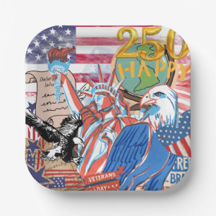 Amerikaanse 250e Onafhankelijkheidsdag 'Happy 250' Papieren Bordje