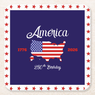 Amerikaanse 250e verjaardag Patriotisch Kartonnen Onderzetters