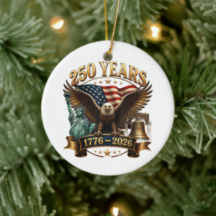 Amerikaanse 250e verjaardag USA Patriottisch 4 jul Keramisch Ornament