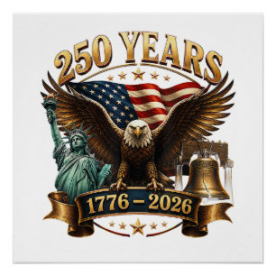 Amerikaanse 250e verjaardag USA Patriottisch 4 jul Perfect Poster
