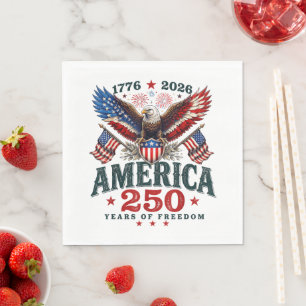 Amerikaanse 250e verjaardag USA Patriottisch 4 jul Servet