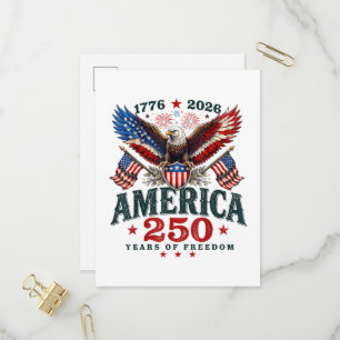 Amerikaanse 250e verjaardag USA Patriottisch 4 jul Uitnodiging Briefkaart