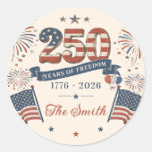 Amerikaanse 250e Verjaardagssticker Ronde Sticker (Voorkant)