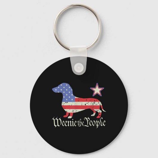 Amerikaanse 4 juli Dasliefhebber Shirt Weenie Sleutelhanger (Voorkant)