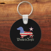 Amerikaanse 4 juli Dasliefhebber Shirt Weenie Sleutelhanger (Voorkant)