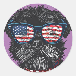 Amerikaanse 4 juli hond ronde sticker
