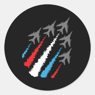 Amerikaanse 4 juli jets met rood wit blauw trai ronde sticker