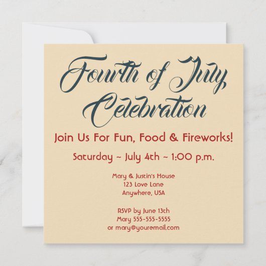 Amerikaanse 4th of July Party Uitnodigingen (Achterkant)