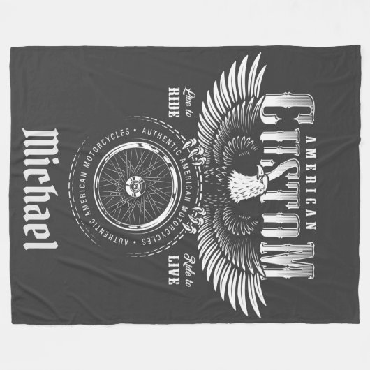 Amerikaanse aangepaste motorfietsen fleece deken (Voorkant (Horizontaal))