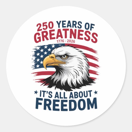 Amerikaanse adelaar - 250ste Jubileum 4 juli Ronde Sticker (Voorkant)
