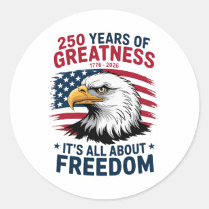 Amerikaanse adelaar - 250ste Jubileum 4 juli Ronde Sticker