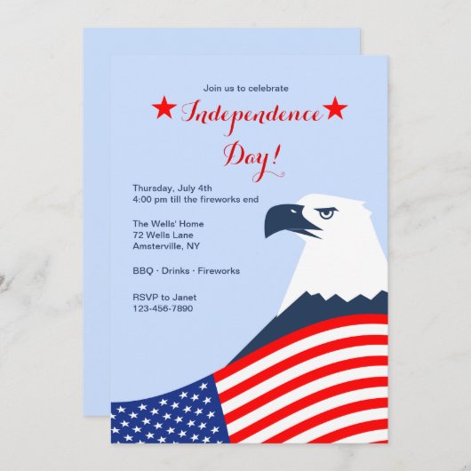 Amerikaanse Adelaar 4 juli uitnodiging (Voorkant / Achterkant)