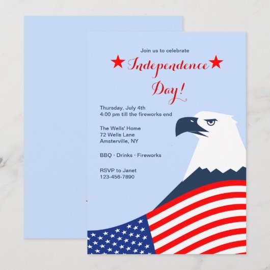 Amerikaanse adelaar 4e uitnodiging (Voorkant / Achterkant)