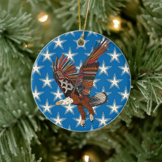 Amerikaanse adelaar blauw keramisch ornament (Boom)