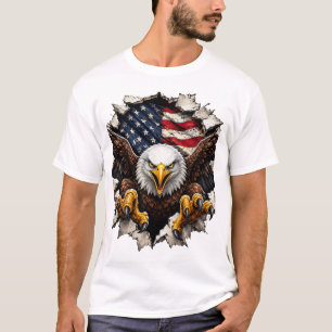 Amerikaanse Adelaar die door de vlag van de VS sch T-shirt