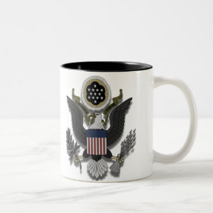 Amerikaanse adelaar E Pluribus Unum Tweekleurige Koffiemok