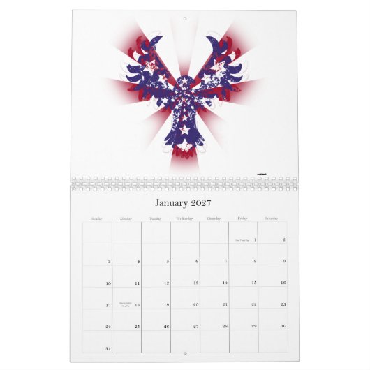 Amerikaanse adelaar en stripes kalender (Jan 2027)