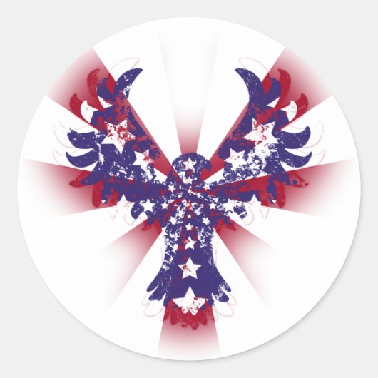 Amerikaanse adelaar en stripes ronde sticker (Voorkant)