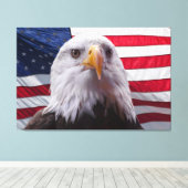 Amerikaanse adelaar en vlag canvas afdruk (Insitu (Houten vloer))