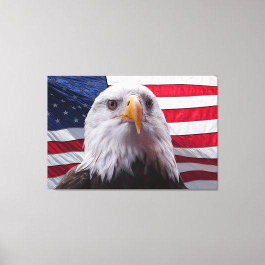 Amerikaanse adelaar en vlag canvas afdruk (Voorkant)