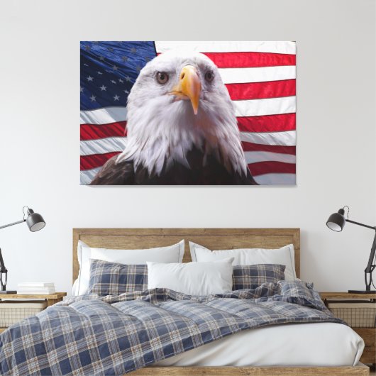 Amerikaanse adelaar en vlag canvas afdruk (Insitu (Slaapkamer))