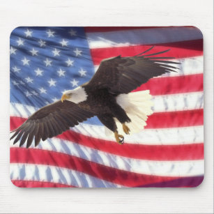 Amerikaanse adelaar en vlag Mousepad Muismat