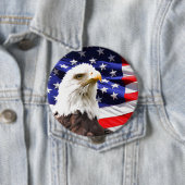 Amerikaanse adelaar en vlag ronde button 4,0 cm (In situ)
