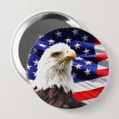 Amerikaanse adelaar en vlag ronde button 4,0 cm (Voorkant /achterkant)