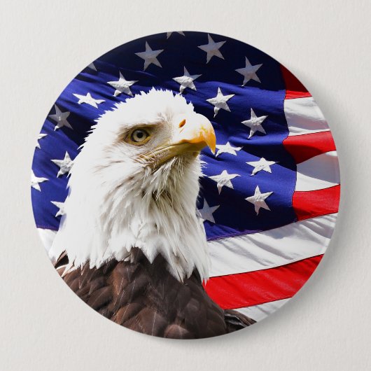 Amerikaanse adelaar en vlag ronde button 4,0 cm (Voorkant)